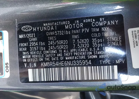 2022 Hyundai Palisade Limited из США, поврежденный, VIN KM8R54HE6NU335954